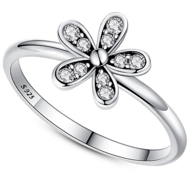 指輪 レディース デイジー 花モチーフ ジルコニア 輝く ラインストーン 欧米風 ファッション 万能 合金..