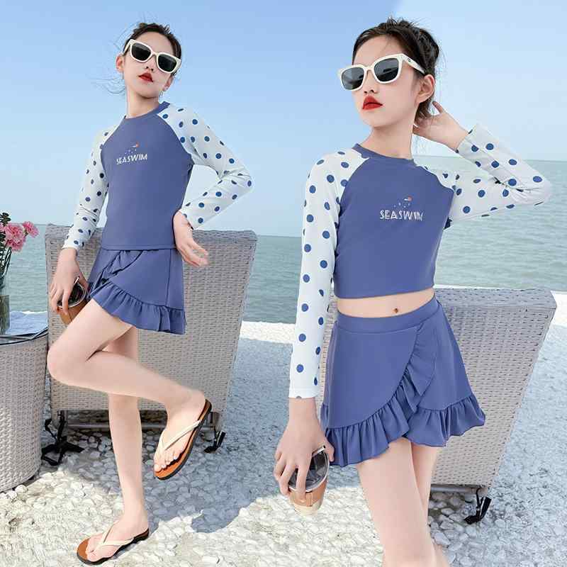 水着 キッズ 女の子 小学生 中学生 ジュニア かわいい 高級感 切り替え ビキニ セパレート ツーピース ナイロン素材 プール ビーチ 海水浴 アウトドア スイムウェア セット