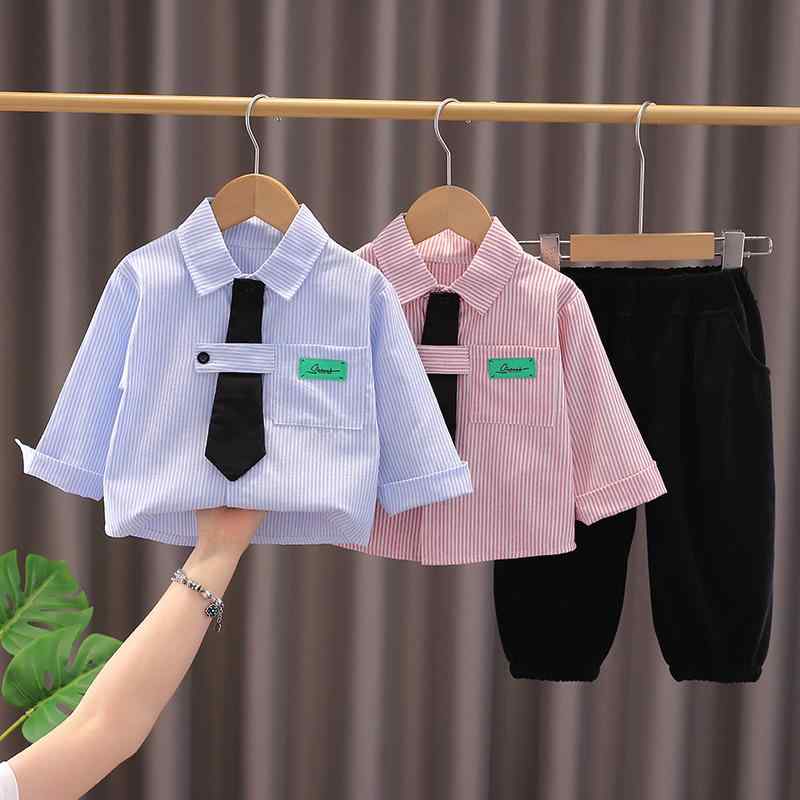 ベビー服 男の子 春秋 シャツ パンツ セットアップ 韓国風 おしゃれ カジュアル 綿素材 柔らかい肌触り アニマル柄 キャラクターデザイン 長袖 2点セット 80cm 90cm 100cm サイズ