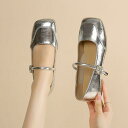 メリージェーン パンプス レディース 春夏 スクエアトゥ ストラップ フラット ローヒール 通気性 疲れにくい 歩きやすい 快適 カジュアル きれいめ 上品 高...