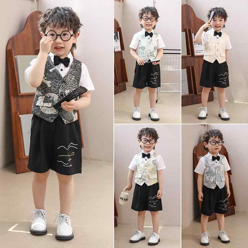 スーツ キッズ 男の子 女の子 兼用 秋冬 ベスト パンツ セットアップ やわらかい肌触り 英国風 フォー..