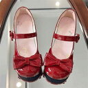 メリージェーン パンプス レディース ピンク ロリータ風 ワンストラップ リボン 太ヒール ローヒール ラウンドトゥ フェイクレザー 通気性 学生 デイリー カ...