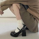パンプス レディース 通勤 普段使い 耐摩耗 JKスタイル メリージェーン レトロ スクエアトゥ 高ヒール チャンキーヒール エナメル ストラップ 浅履き 春秋 ブラック