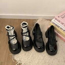 パンプス レディース ブラック JKスタイル 甘辛ミックス スクール風 大人カジュアル 通勤 厚底 太ヒール チャンキーヒール シークレットヒール 安定感 メリ...