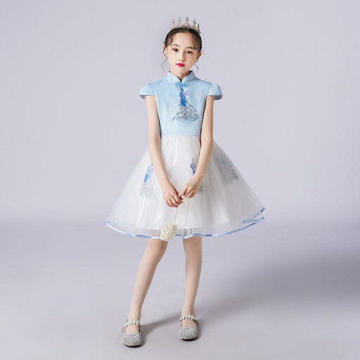 ドレス ガールズ キッズ 発表会 ダンス衣装 民族ダンス チュールスカート 小学生 合唱 朗読 スピーチ 舞台衣装 華やか かわいい ポリエステル製