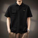 ポロシャツ メンズ ゆったり ルーズ オーバーサイズ シャツ襟 半袖 春夏 ワークウェア アメカジ レトロ 上質 薄手 軽量 綿素材 スポーツ カジュアル