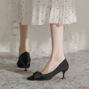 パンプス レディース ポインテッドトゥ 浅履き 細ヒール キトゥンヒール エレガント 上品 おしゃれ シンプル マイクロファイバー ゴム底 普段使い 通勤 オフ...