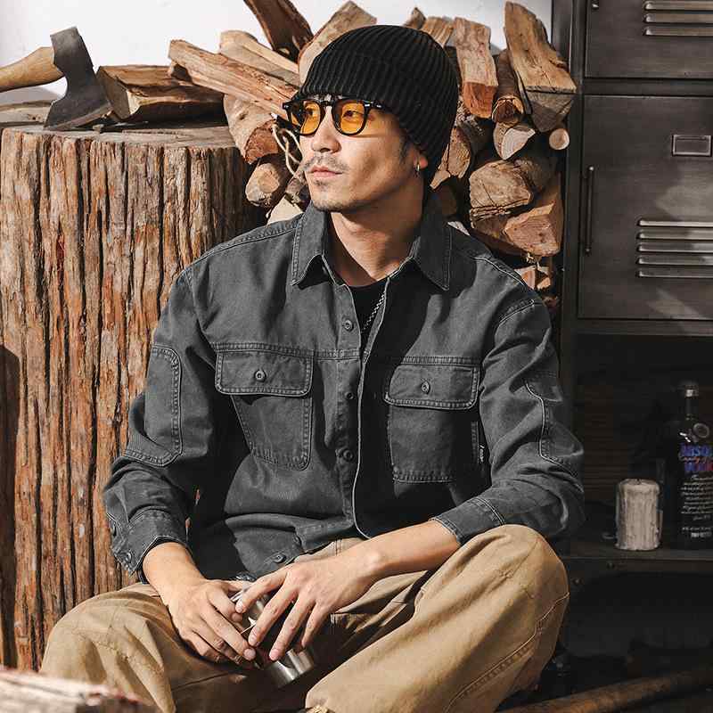 シャツ メンズ 形状記憶 イージーケア コーマ綿 スポーツ アウトドア アメリカンレトロ ワークシャツ ハンティング カジュアルアウター ゆったり ルーズフィット 長袖 無地 アメカジ 春秋 灰色 カーキ