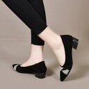 パンプス レディース 春夏 耐摩耗性 ソフトPUレザー マット ポインテッドトゥ 浅履き 太ヒール ローヒール ラインストーン ブラック オフィス 通勤 カジュ...