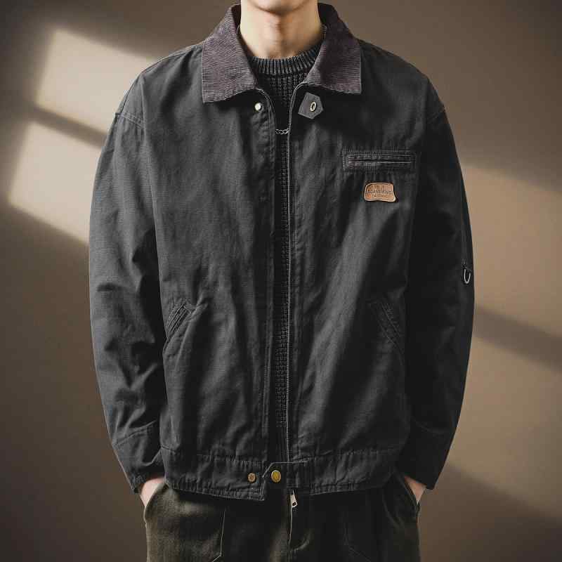 ジャケット メンズ 高級感 デトロイト ワークジャケット アメカジ レトロ ハンティングジャケット アウトドア カジュアル 春秋 ルーズフィット 襟付き ジップアップ 長袖 綿素材(4)