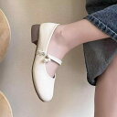 パンプス レディース コンフォート 低ヒール 厚底 シークレットインソール スタイルアップ メリージェーン ローファー 合皮 レザー ラウンドトゥ バックルスト...