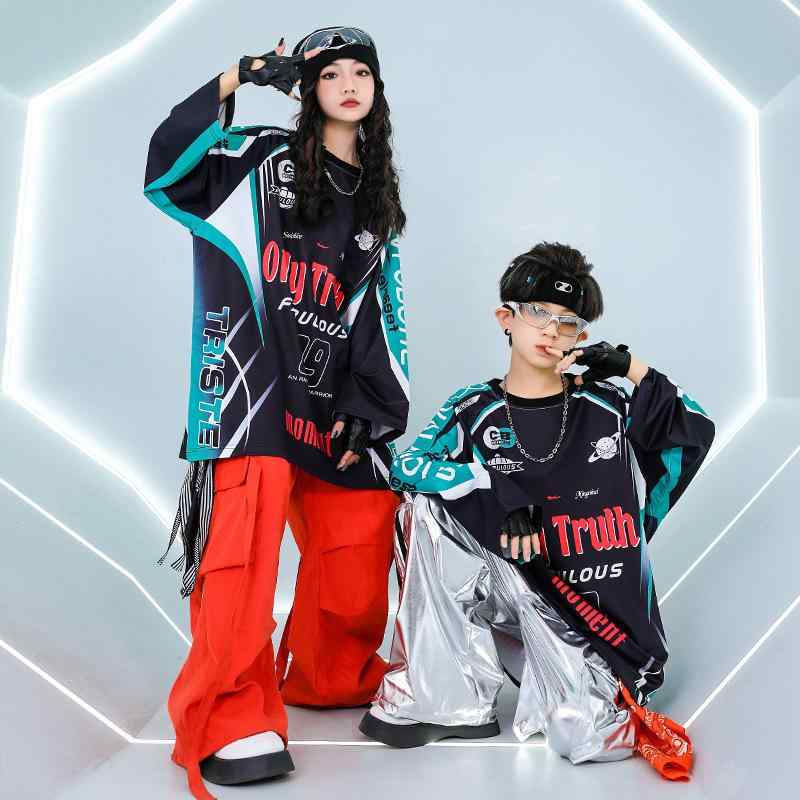 キッズダンス衣装 男の子 女の子 ヒップホップ ストリートダンス セットアップ 綿100% クール かっこいい スタイリッシュ 春秋 発表会 ステージ衣装 練習着