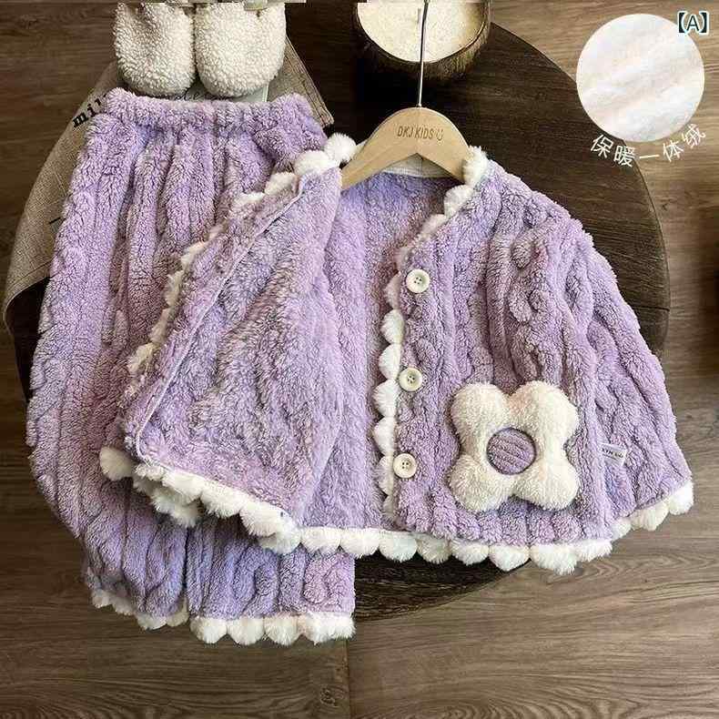 ルームウェア 女の子 キッズ 厚手 保温 静電気防止 サンゴフリース裏地 柔らかな肌触り かわいい花柄 ..