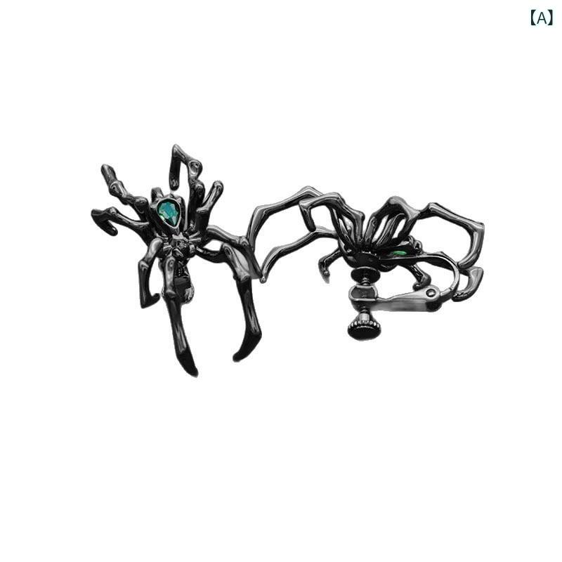 イヤーカフ メンズ レディース ハロウィン スパイダー 蜘蛛モチーフ 個性的 インパクト デザイン ストリート ヒップホップ ダーク ゴシック 上品 ライトラグジュアリー フェイクピアス イヤリング 指輪 セットの商品画像 2