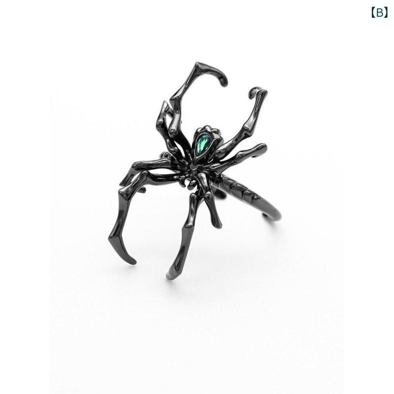 イヤーカフ メンズ レディース ハロウィン スパイダー 蜘蛛モチーフ 個性的 インパクト デザイン ストリート ヒップホップ ダーク ゴシック 上品 ライトラグジュアリー フェイクピアス イヤリング 指輪 セットの商品画像 3
