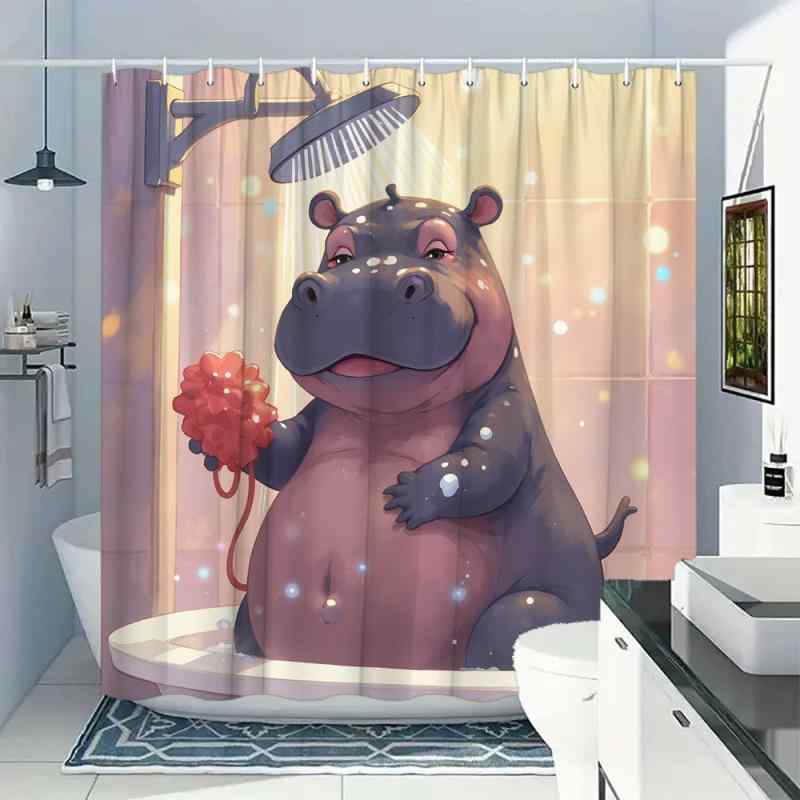 シャワーカーテン ふっくら 黒カバ ユニークなアニマルデザイン ポリエステル製 防水 防カビ バスルーム 目隠し 洗える モダン シンプル 複数サイズ対応
