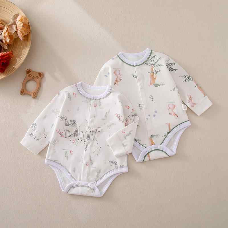 ロンパース ベビー 新生児 男女兼用 綿100% 無縫製 長袖 カバーオール ボディスーツ 三角タイプ オールシーズン インナー 肌着 赤ちゃん 部屋着