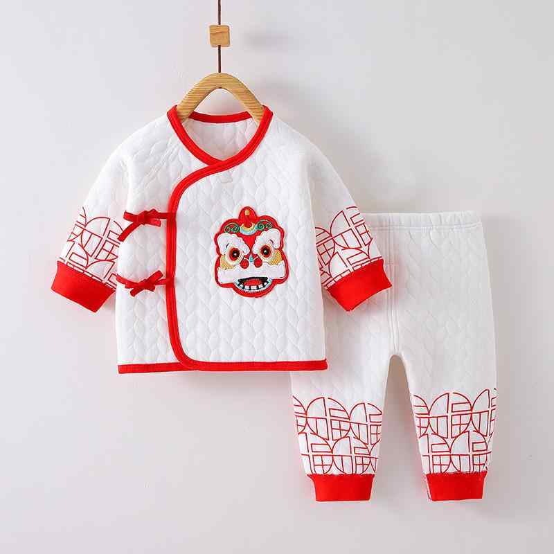 ベビー服 新生児 男女兼用 秋冬 保温 あったか 綿100% 中綿入り 厚手 肌に優しい 上下セット パジャマ ..