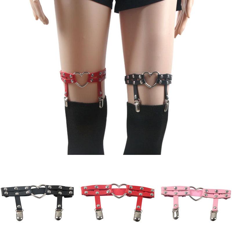 レッグハーネス レディース パンク ゴシック ダーク系 ハート スタッズ フェイクレザー ガーターベルト..