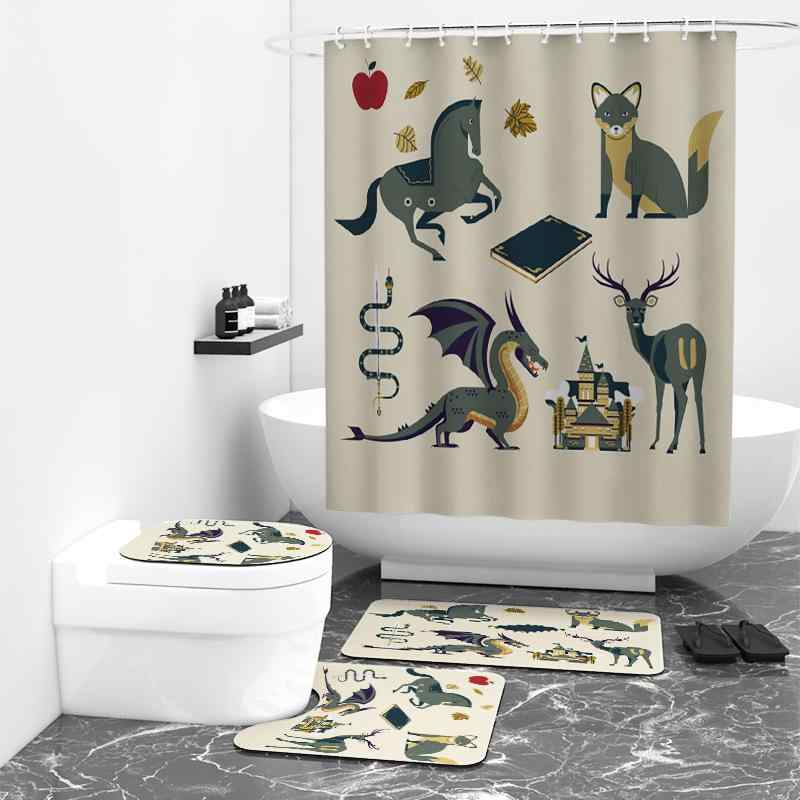 シャワーカーテン 防水 撥水 防カビ アニマル柄 動物デザイン 全面プリント デジタルプリント モダン おしゃれ バスルーム 浴室 目隠し 間仕切り
