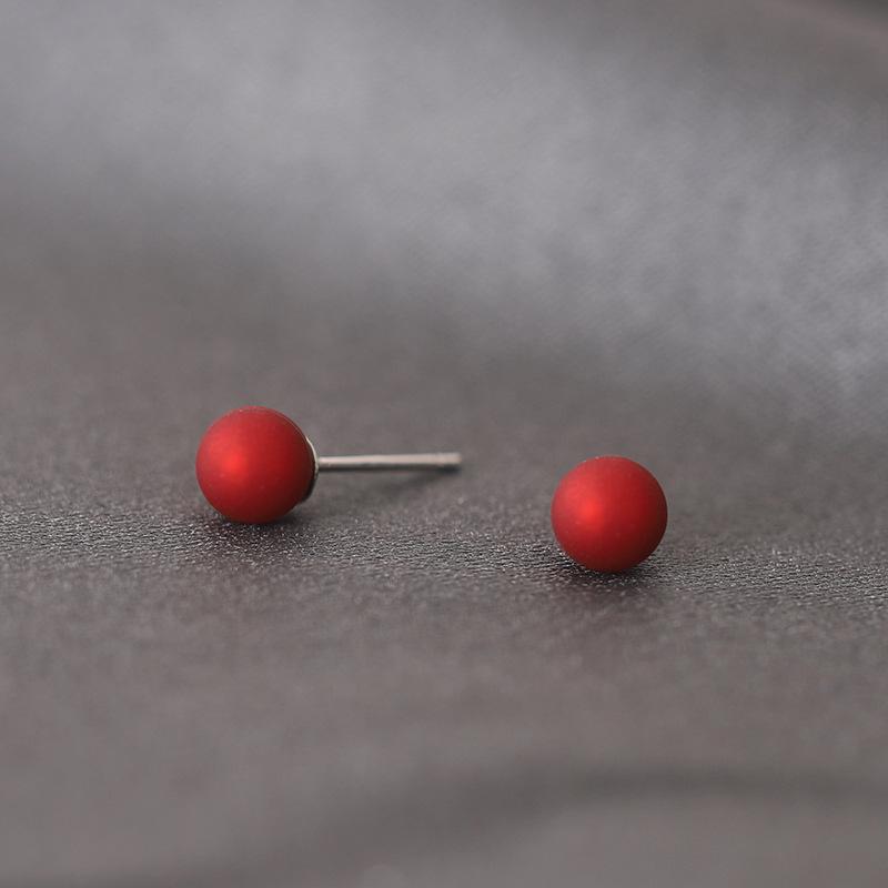 ピアス レディース S925 シルバー レッドパール 豆型モチーフ 韓国風 シンプル 上品 幾何学デザイン 普段使い オフィス 通勤