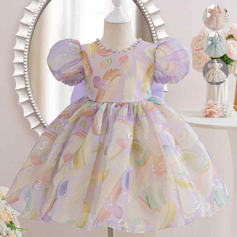 ドレス 女の子 ベビー キッズ 幼児 1歳 バースデー セレモニー 肌に優しい 裏地綿 ふんわり チュール ..