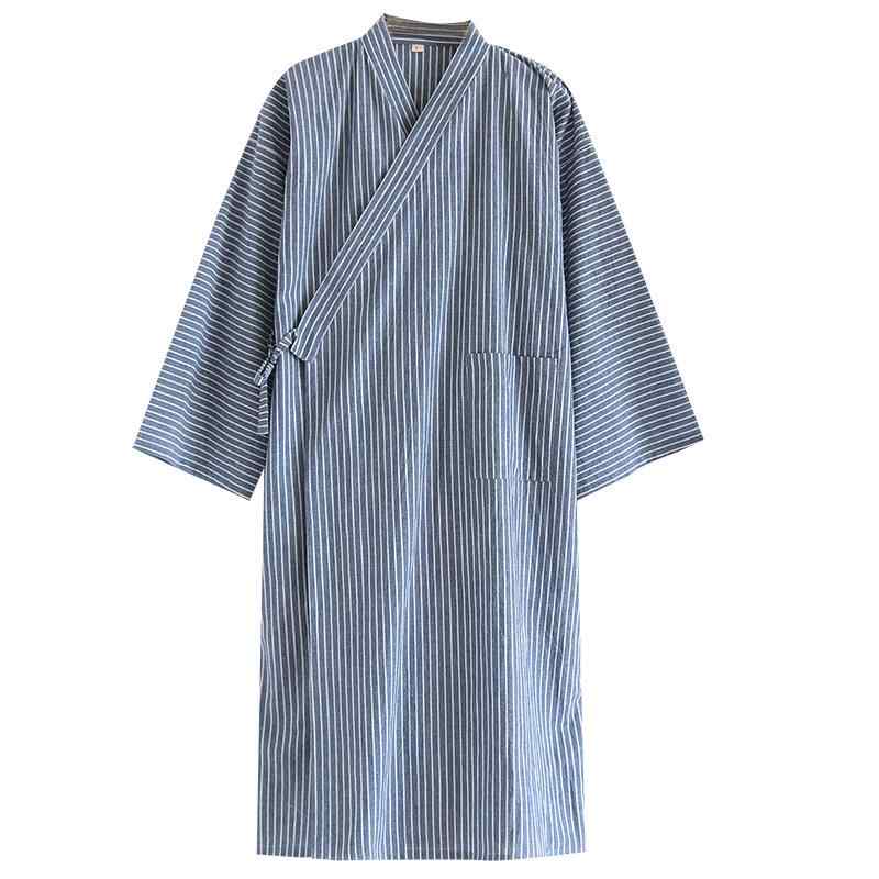 ガウン メンズ ローブ バスローブ パジャマ ルームウェア 部屋着 湯上り着 前開き 帯付き Vネック 薄手..