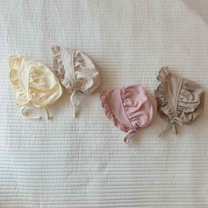 ハット ベビー 女の子 日よけ UVカット 紫外線対策 韓国風 かわいい フリル コットン 春夏 お出かけ 公園遊び デイリーユース カジュアル 無地 つば付き