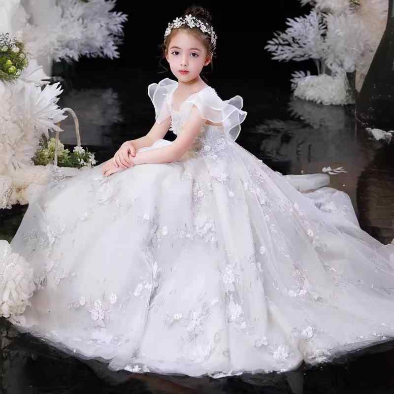 ドレス キッズ 女の子 プリンセスドレス フォーマルドレス チュール ふわふわ ボリューム 発表会 結婚式 フラワーガール 舞台衣装 オールシーズン対応 ベビー ジュニア 上品 エレガント