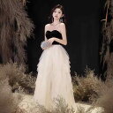 ドレス レディース ベアトップ ビスチェ Aライン イブニングドレス ロング丈 ブラック 黒 フォーマル パーティー 結婚式 二次会 披露宴 演奏会 発表会 謝恩会 お呼ばれ セクシー 上品 エレガント 洗練 ポリエステル