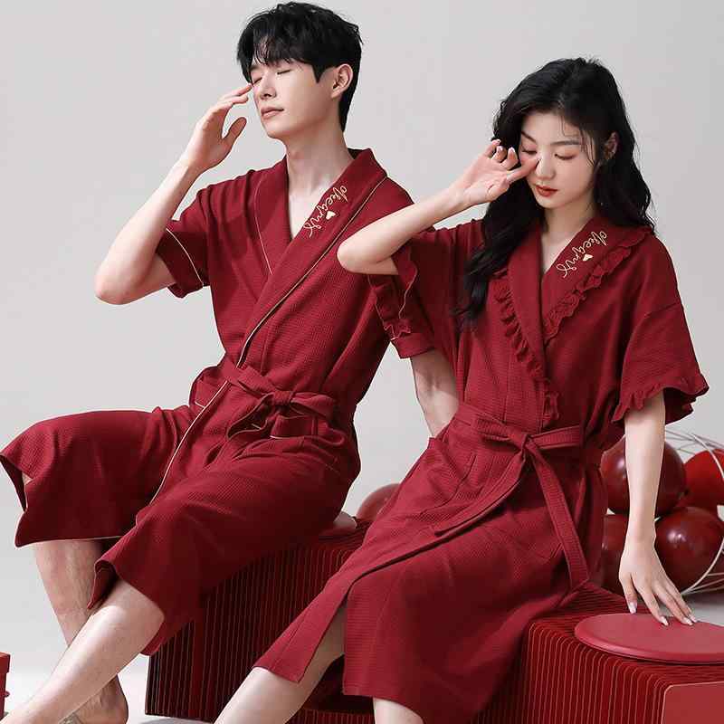 パジャマ メンズ レディース 男女兼用 カップル ペアルック 新婚祝い ウェディング ブライダル 夏用 綿..