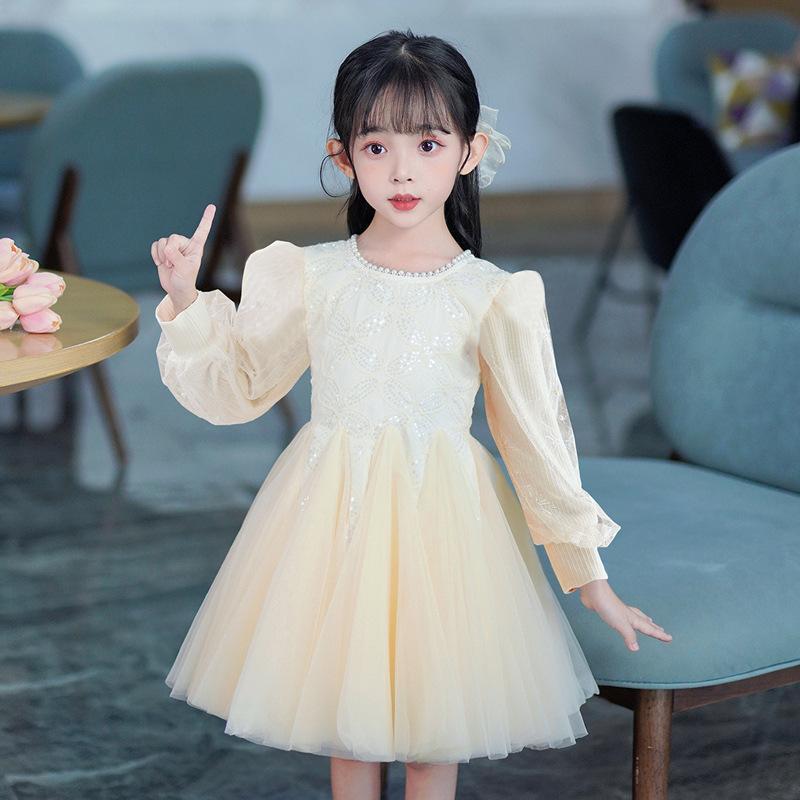 ワンピース 女の子 キッズ ベビー 女児 春秋 プリンセス ふわふわ プリーツ おしゃれ かわいい 誕生日 ..