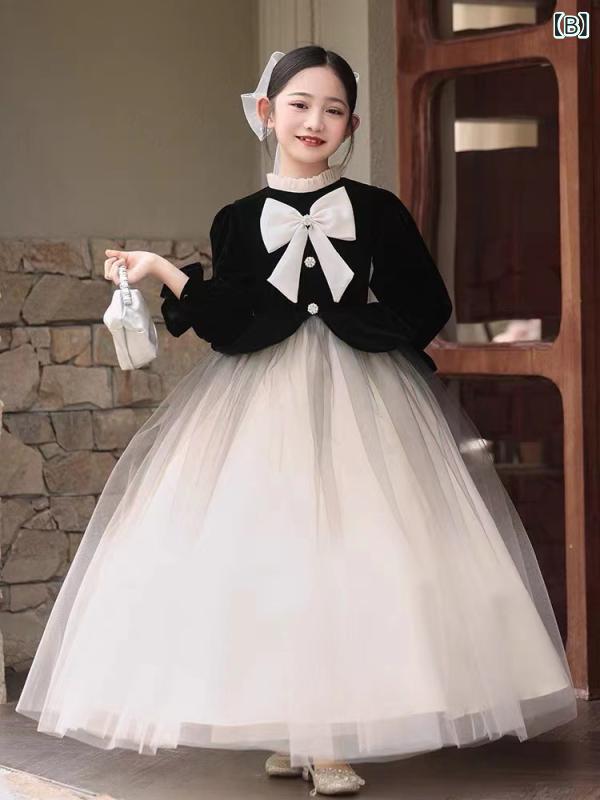 セキュアデポのプリンセスドレス キッズ 女の子 子供用 長袖 レッド 赤 オールシーズン 結婚式 発表会 演奏会 フラワーガール 舞台衣装 フォーマル セレモニー お誕生日 パーティー 七五三 クリスマス ロング丈｜アングル3