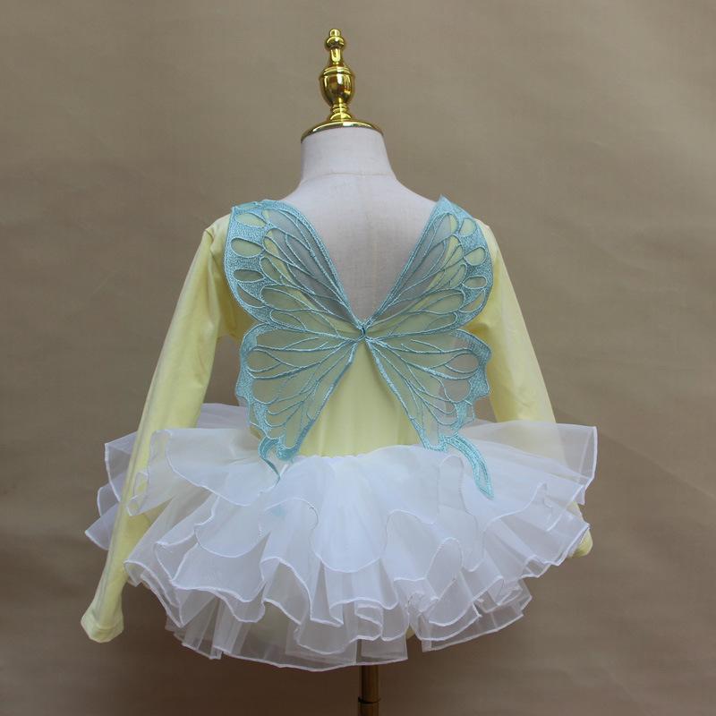 レオタード キッズ 女の子 幼児 長袖 バレエ 中国舞 練習着 レッスン着 発表会 プリンセス ふんわりチュチュ かわいい 綿素材