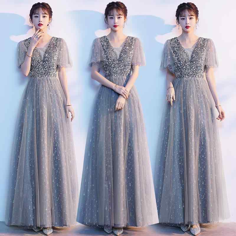 ドレス レディース ワンピース マキシ丈 着痩せ スタイルアップ Aライン ハイウエスト 深Vネック ウエストリボン 演奏会 発表会 合唱団 結婚式 謝恩会 パーティー フォーマル イブニング ステージ衣装