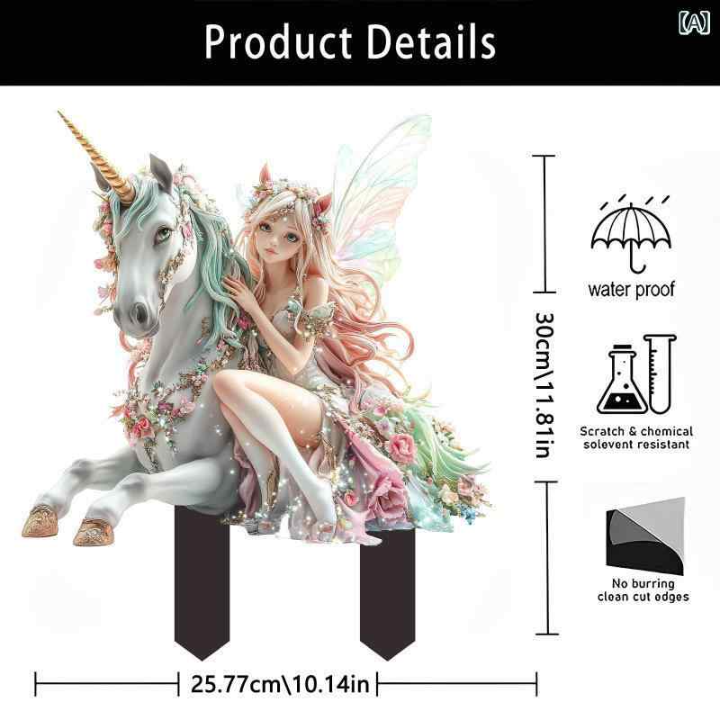 ガーデンオーナメント 白馬プリンセス クリスマス 妖精 室内 屋外兼用 アクリル製 防水 耐摩耗 ガーデンピック 吊り下げ飾り アメリカンカントリー 庭 玄関デコレーション(x2)