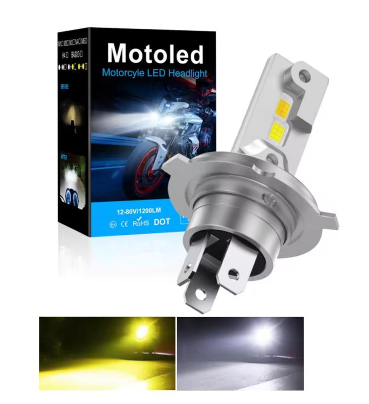 スーパーブライト H4 LED ヘッドライト バイク 黄色 イエロー 12V バルブ バイク用 Hi/Lo切替 ファンレス IP68 防水 直流車用 長寿命 一体型バイク用 明るい濃いイエロー H4 超高輝度 LED ヘッドライト Hi/Lo バルブ ゴールド イエロー最新型ファンレス耐熱性アルミニウムボディ採用 一体型 14WDC12V 直流車用 360度発光／IP68防水 耐震仕様雨、霧、雪の日に高い安全性能を発揮するゴールドイエローヘッドライトバルブ。