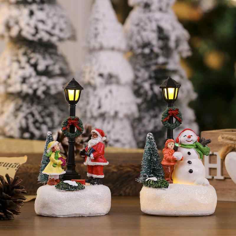クリスマス 置物 光る 樹脂製 ミニチュア 卓上 サンタ スノーマン トナカイ ハウス おしゃれ かわいい 飾り インテリア デコレーション オブジェ クリスマス雑貨 室内装飾 小物