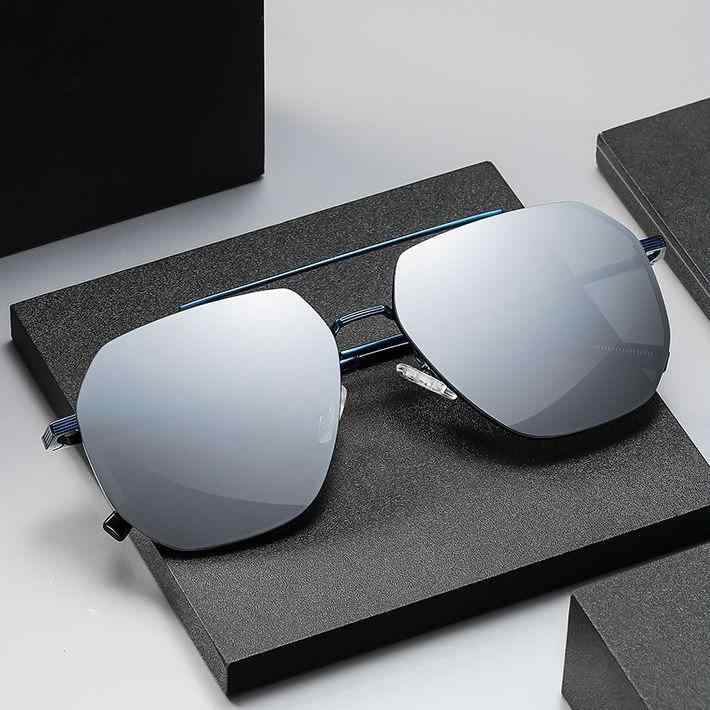 サングラス メンズ 男性用 UVカット UV400 強い日差し対策 眩しさ軽減 運転 ドライブ 釣り レジャー サイクリング 通勤用 スクエアフレーム ブラック グレーレンズ 樹脂 プラスチック メタルフレーム スタイリッシュ