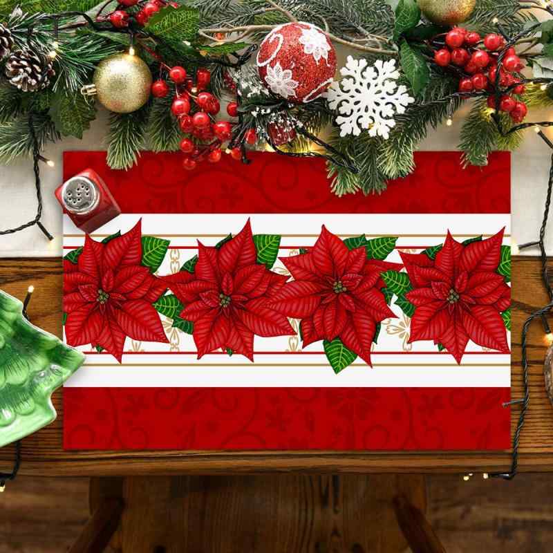 テーブルマット 撥水 防汚 断熱 クリスマス柄 ランチョンマット セット テーブルデコレーション ポリエステル製 アメリカンスタイル 食卓用 おしゃれ インテリア レッド