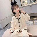 ルームウェア キッズ 女の子 静電気防止 やわらか 肌触り 綿100% コットン ケーブルニット リブ 無地 上下セット 2点セット カジュアル 部屋着 春秋 3-8歳向け 100-140cm対応