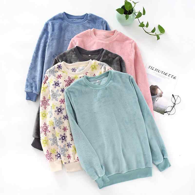 パジャマ メンズ レディース 冬 秋冬 フランネル 厚手 保温 防寒 長袖 プルオーバー トップス サンゴフリース ルームウェア 部屋着 快適 ソフトな肌触り カップル お揃い 単品 上着