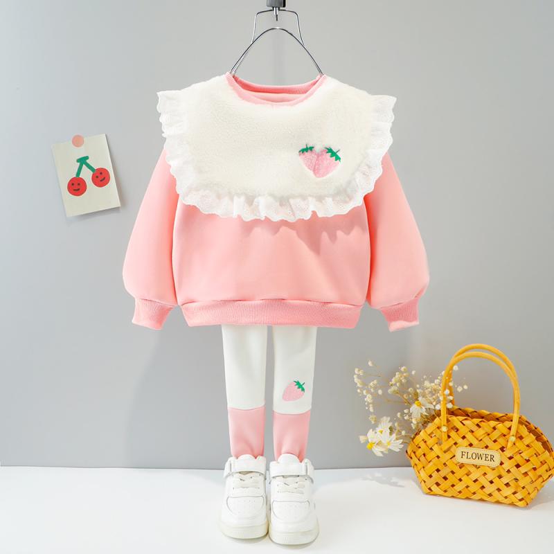 セットアップ 女の子 ベビー キッズ 裏起毛 厚手 綿 長袖 柔らかな肌触り 秋冬 かわいい 普段着 部屋着 ルームウェア 上下セット イエロー ピンク