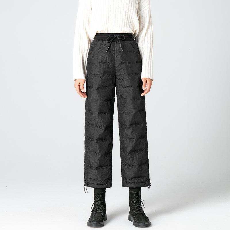 ダウンパンツ レディース 女性用 ダックダウン 厚手 保温 防寒 ハイウエスト スリムフィット バルーンパンツ 秋冬 外出用 普段使い 着回し万能