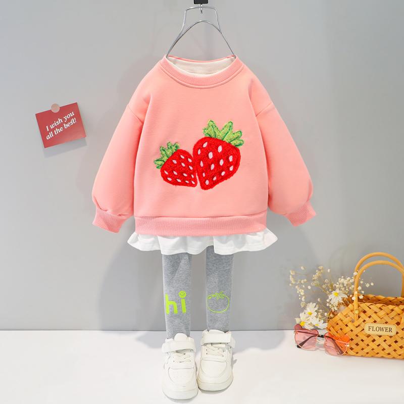 ベビー服 女の子 ベビー キッズ 裏起毛 厚手 スウェット トレーナー 韓国風 上下セット 2点セット パン..