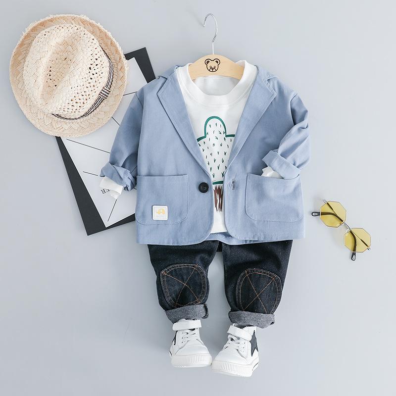 キッズ 男の子 ベビー服 幼児服 春秋物 韓国風 カジュアル かわいい おしゃれ トレンド 綿95% 股開き カーディガン アウター 長袖トップス ロングパンツ 3点セット