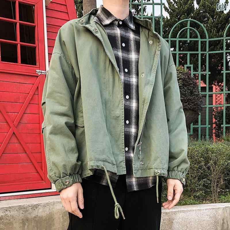 ジャケット メンズ 水洗い デニム ワークジャケット ゆったり ルーズフィット 無地 シングルボタン 春秋 カジュアル アウター コットンブレンド デイリーユース 長袖 ポケット付き