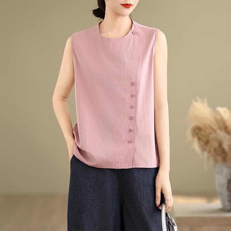 タンクトップ レディース ホルターネック 綿 コットン ゆったり ルーズフィット 着痩せ 細見え シンプル ボタン 上品 おしゃれ 万能 合わせやすい 通勤 オフィスカジュアル 都会的 タウンユース ストリートファッション