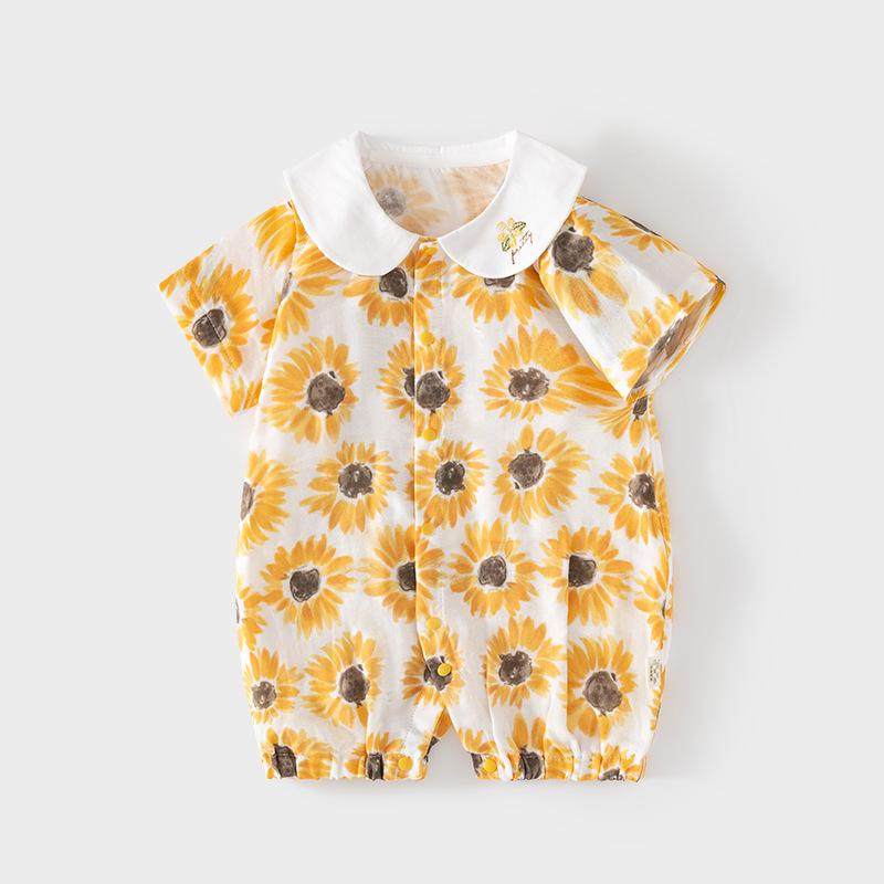 ロンパース ベビー 新生児 吸汗速乾 コットン100% ガーゼ 薄手 半袖 春夏 冷房対策 部屋着 男女兼用 カバーオール