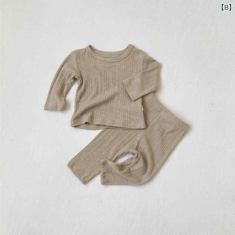 ベビーウェア 新生児 幼児 キッズ 男女兼用 春夏 冷房対策 柔らか ソフトタッチ リブ素材 長袖 ルームウェア パジャマ 部屋着 3点セット カーディガン トップス パンツ 無地 ポリエステル 韓国ファッション 3